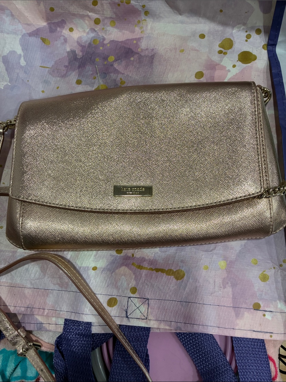 kate spade Rose Gold Metallic Saffiano Crossbody
